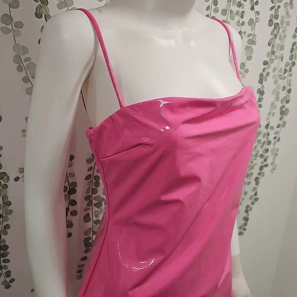 NWOT Naked Wardrobe Pink Vinyl Mini Dress Sz XL - Picture 5 of 10